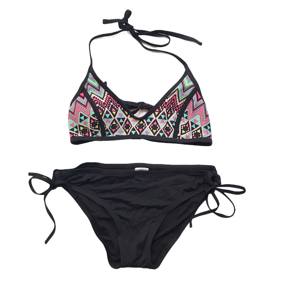 Mixed Brand 2-Piece Bikini Set Black Mix Aztec